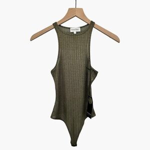 Privacy Please ribbed bodysuit Gold Black Metallic